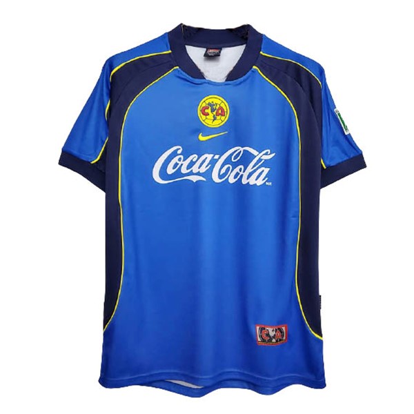 Auswärtstrikot Thailand América Retro 2001 2002 Blau Günstige Fußballtrikots